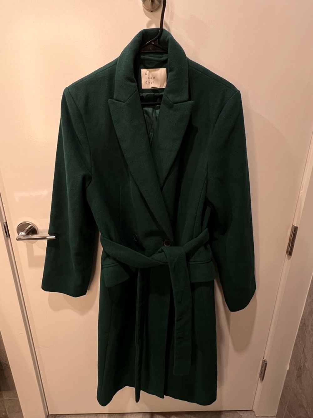 A New Day Green Belted Wool-Blend Coat